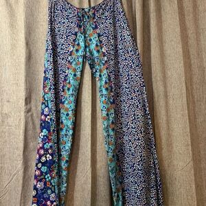 Boho In Bloom Floral wide leg bottoms- Blue, Pink, Yellow